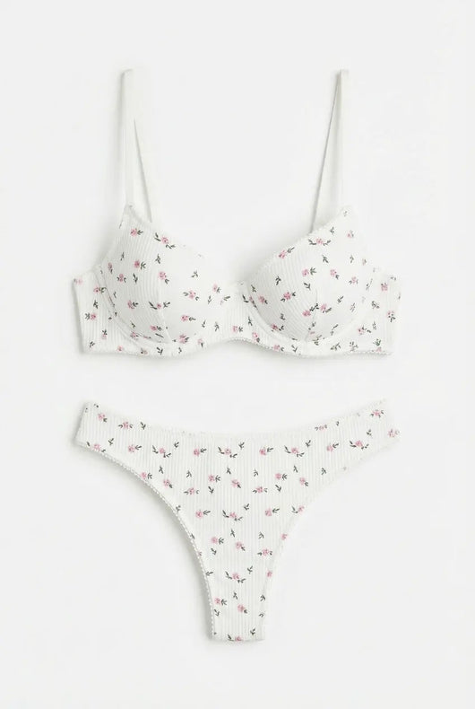 Sweet Blossom Lingerie Set - Vintage High Waist Moonhaven